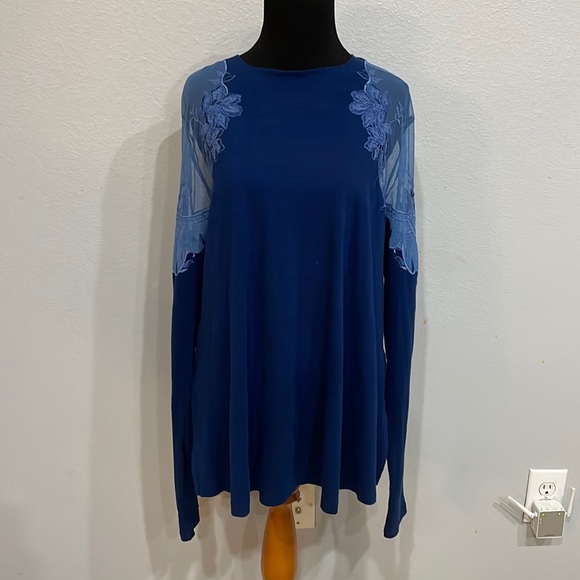 Free People Tops - Free People Long-sleeve Blue Tunic Size L